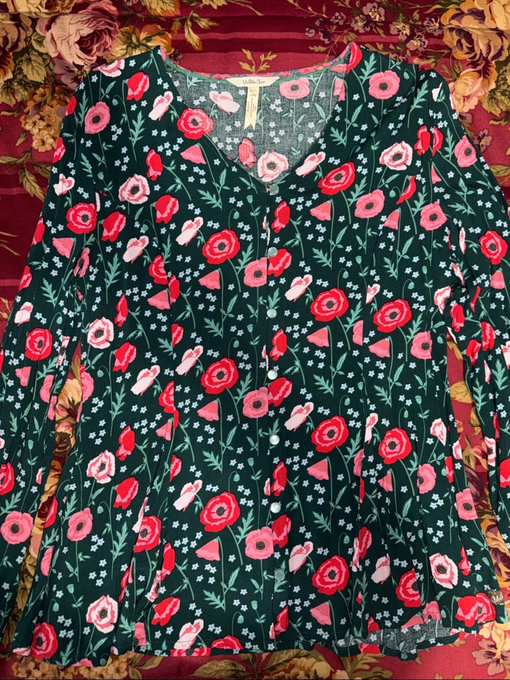 Matilda Jane Women’s Large Floral Snap Front Peplum Top